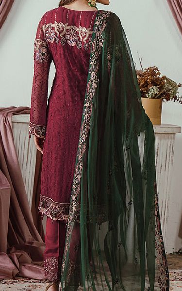 Ramsha Wine Chiffon Suit | Pakistani Embroidered Chiffon Dresses- Image 2