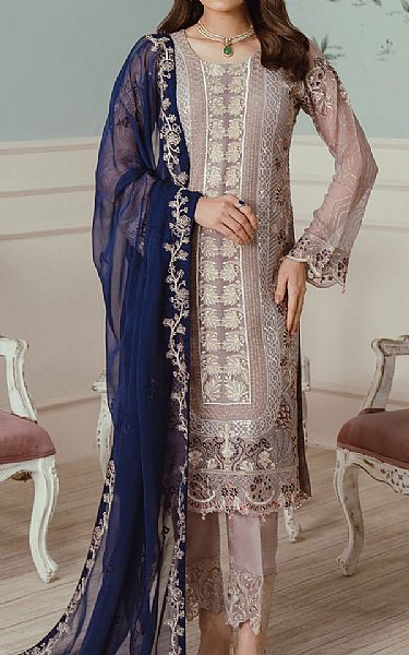 Ramsha Grey Chiffon Suit | Pakistani Embroidered Chiffon Dresses- Image 1