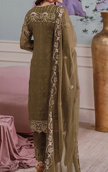 Ramsha Olive Green Chiffon Suit | Pakistani Embroidered Chiffon Dresses- Image 2