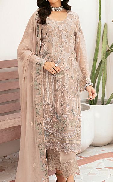 Ramsha Ivory Chiffon Suit | Pakistani Embroidered Chiffon Dresses USA- Image 1
