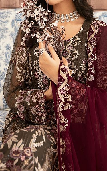 Ramsha English Walnut Chiffon Suit | Pakistani Embroidered Chiffon Dresses USA- Image 3