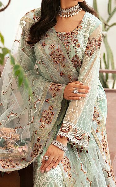 Ramsha Mint Green Chiffon Suit | Pakistani Embroidered Chiffon Dresses USA- Image 3