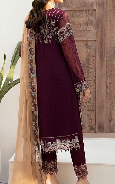 Ramsha Eggplant Chiffon Suit | Pakistani Embroidered Chiffon Dresses USA- Image 2