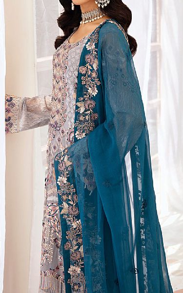 Ramsha Cadet Grey Chiffon Suit | Pakistani Embroidered Chiffon Dresses USA- Image 3