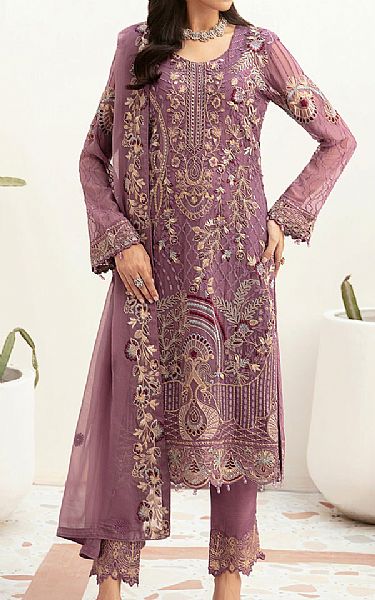 Ramsha Tea Pink Chiffon Suit | Pakistani Embroidered Chiffon Dresses USA- Image 1