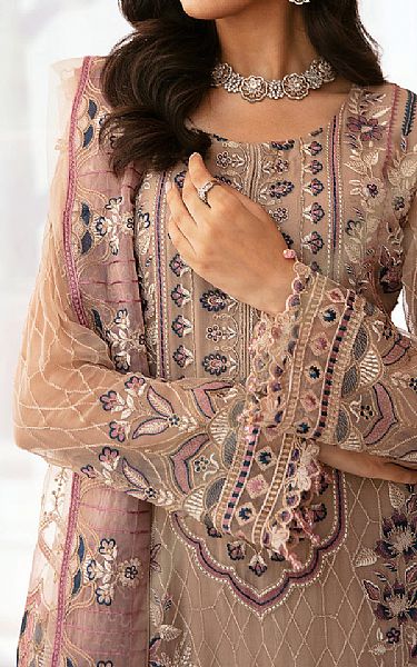 Ramsha Tan Chiffon Suit | Pakistani Embroidered Chiffon Dresses USA- Image 3
