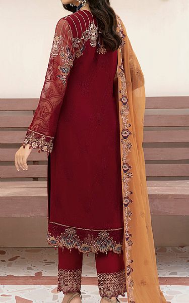 Ramsha Wine Red Chiffon Suit | Pakistani Embroidered Chiffon Dresses USA- Image 2