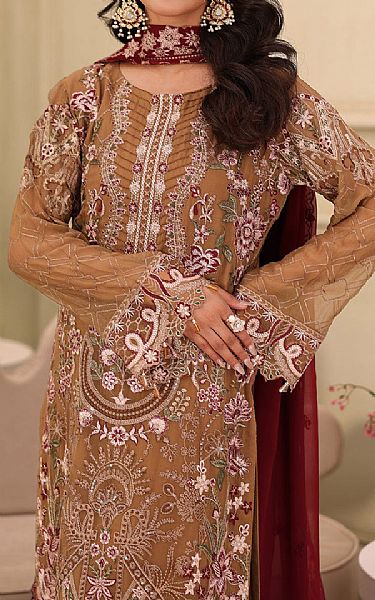 Ramsha Fawn Chiffon Suit | Pakistani Embroidered Chiffon Dresses USA- Image 3