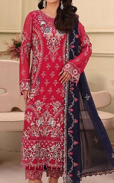 Ramsha Red Chiffon Suit | Pakistani Embroidered Chiffon Dresses USA- Image 1