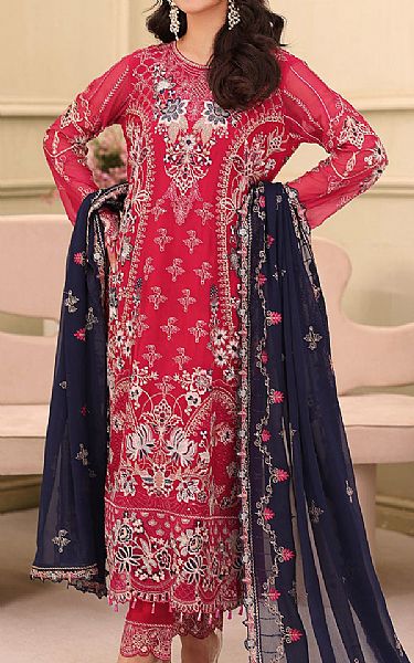 Ramsha Red Chiffon Suit | Pakistani Embroidered Chiffon Dresses USA- Image 3