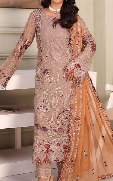 Ramsha Beige Chiffon Suit | Pakistani Embroidered Chiffon Dresses USA- Image 1