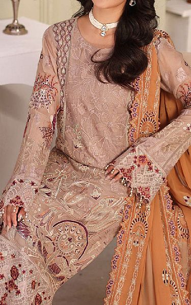 Ramsha Beige Chiffon Suit | Pakistani Embroidered Chiffon Dresses USA- Image 3