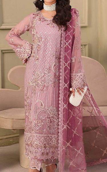 Ramsha Sea Pink Chiffon Suit | Pakistani Embroidered Chiffon Dresses USA- Image 1