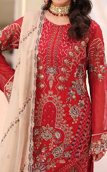 Ramsha Red Chiffon Suit | Pakistani Embroidered Chiffon Dresses USA- Image 3