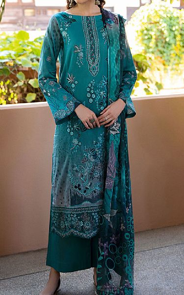 Ramsha Teal Lawn Suit | Pakistani Lawn Dress in USA- Image 1