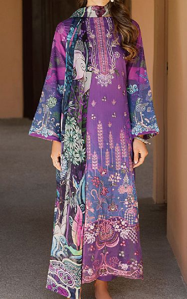 Ramsha Purple Lawn Suit | Pakistani Lawn Dress in USA- Image 1