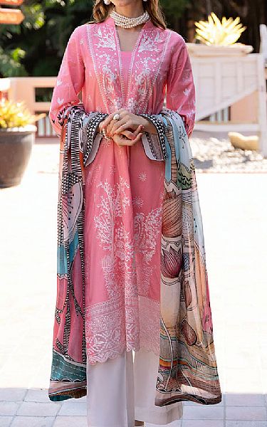 Ramsha Pink Lawn Suit | Pakistani Lawn Dress in USA- Image 1