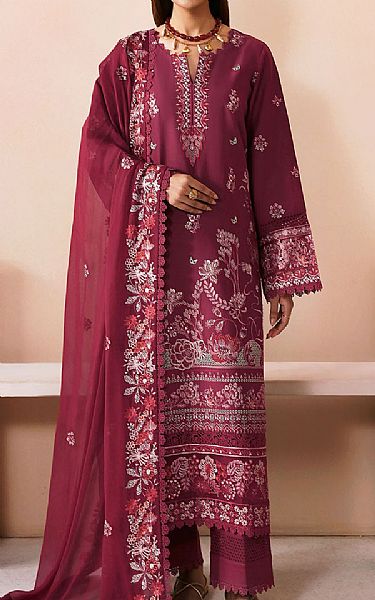 Ramsha Wine Berry Lawn Suit | Pakistani Lawn Dress in USA- Image 1
