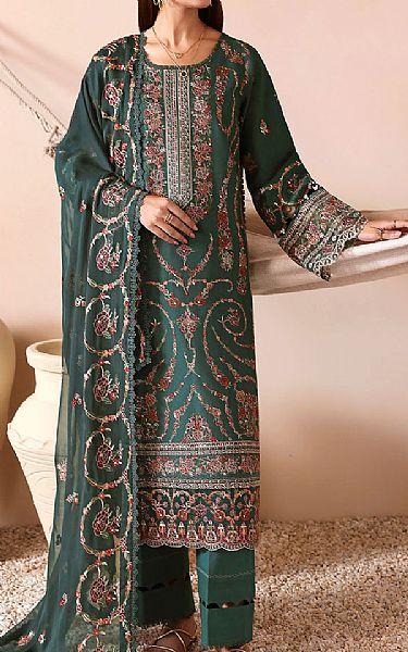 Ramsha Green Lawn Suit | Pakistani Lawn Dress in USA- Image 1