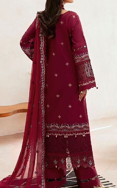 Ramsha Deep Carmine Lawn Suit | Pakistani Lawn Dress in USA- Image 2