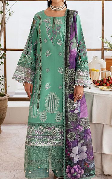 Ramsha Sea Green Lawn Suit | Pakistani Lawn Dress in USA- Image 1