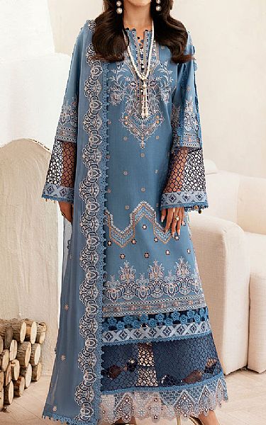 Ramsha Dusk Blue Lawn Suit | Pakistani Lawn Dress in USA- Image 1
