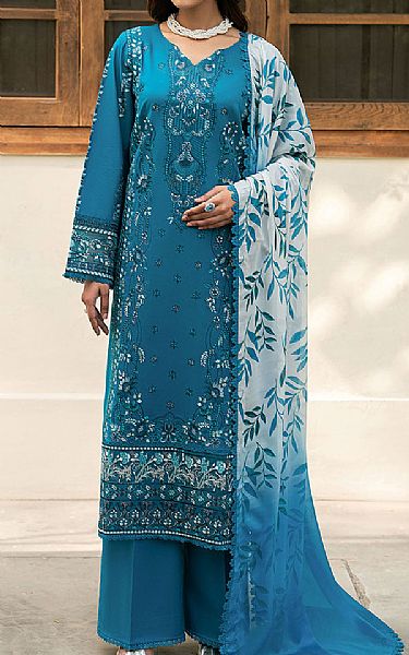 Ramsha Turquoise Lawn Suit | Pakistani Lawn Dress in USA- Image 1
