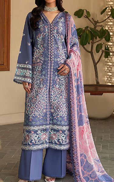Ramsha Cadet Blue Lawn Suit | Pakistani Lawn Dress in USA- Image 1