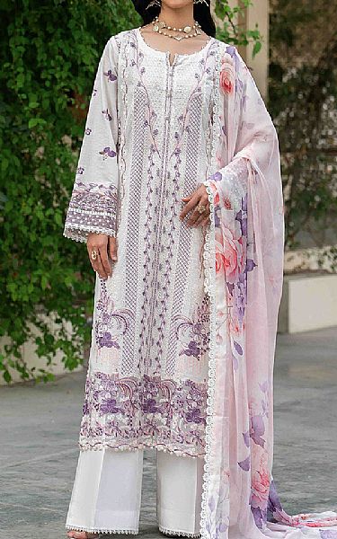 Ramsha White Lawn Suit | Pakistani Lawn Dress in USA- Image 1