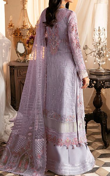 Ramsha Lilac Organza Suit | Pakistani Embroidered Chiffon Dresses- Image 2