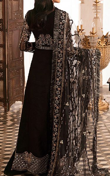 Ramsha Black Organza Suit | Pakistani Embroidered Chiffon Dresses- Image 2