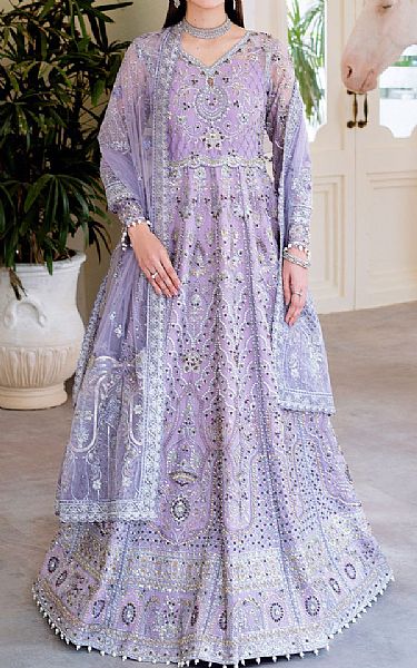 Ramsha Lavender Organza Suit | Pakistani Embroidered Chiffon Dresses USA- Image 1