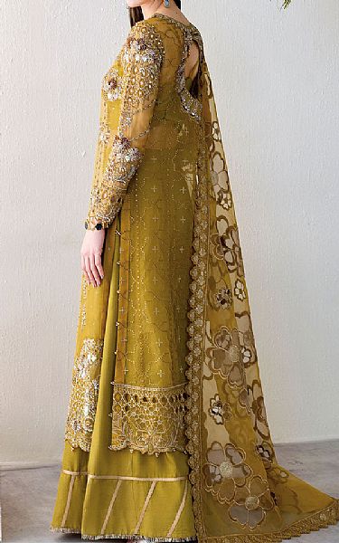 Ramsha Olive Organza Suit | Pakistani Embroidered Chiffon Dresses USA- Image 2