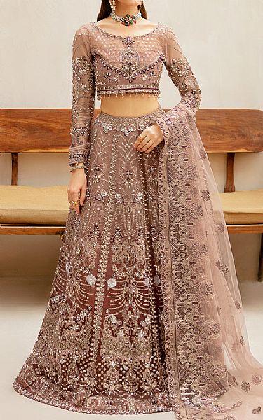 Ramsha Tea Pink Organza Suit | Pakistani Embroidered Chiffon Dresses USA- Image 1