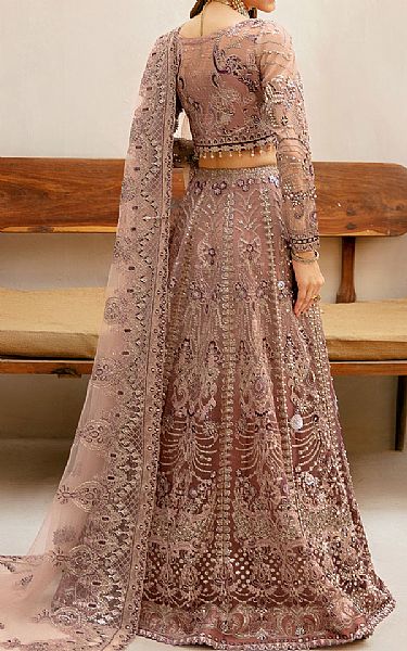 Ramsha Tea Pink Organza Suit | Pakistani Embroidered Chiffon Dresses USA- Image 3