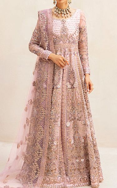 Ramsha Rose Pink Organza Suit | Pakistani Embroidered Chiffon Dresses USA- Image 1