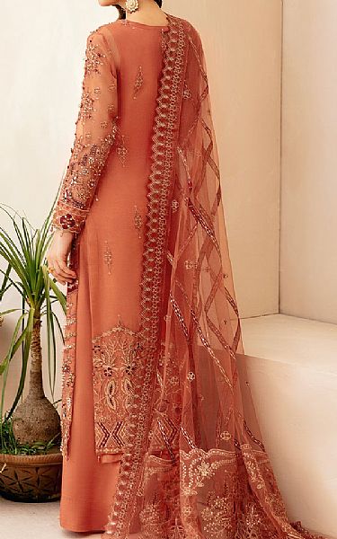 Ramsha Bright Orange Organza Suit | Pakistani Embroidered Chiffon Dresses USA- Image 3