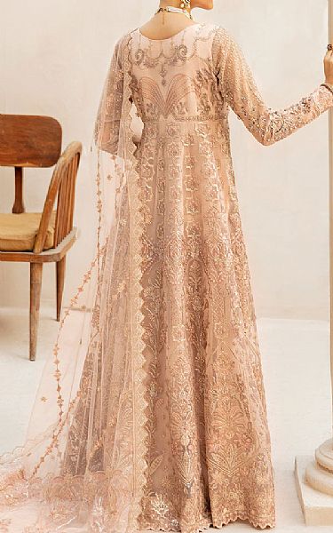 Ramsha Peach Organza Suit | Pakistani Embroidered Chiffon Dresses USA- Image 2