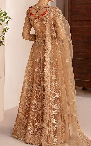 Ramsha Fawn Organza Suit | Pakistani Embroidered Chiffon Dresses USA- Image 2