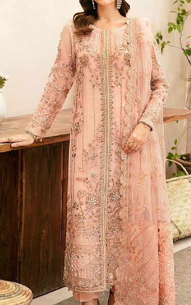 Ramsha Pink Organza Suit | Pakistani Embroidered Chiffon Dresses USA- Image 1