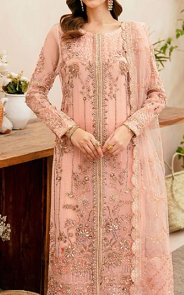 Ramsha Pink Organza Suit | Pakistani Embroidered Chiffon Dresses USA- Image 3