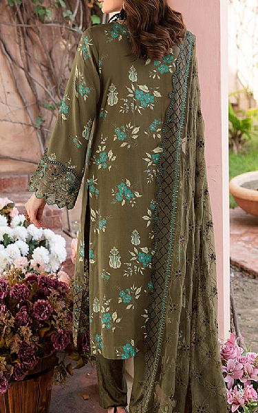 Ramsha Olive Green Viscose Suit | Pakistani Winter Dresses- Image 2