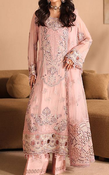 Ramsha Pink Chiffon Suit | Pakistani Embroidered Chiffon Dresses USA- Image 1