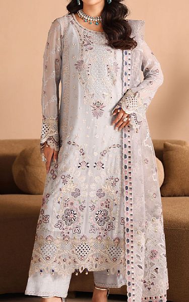 Ramsha Grey Chiffon Suit | Pakistani Embroidered Chiffon Dresses USA- Image 1