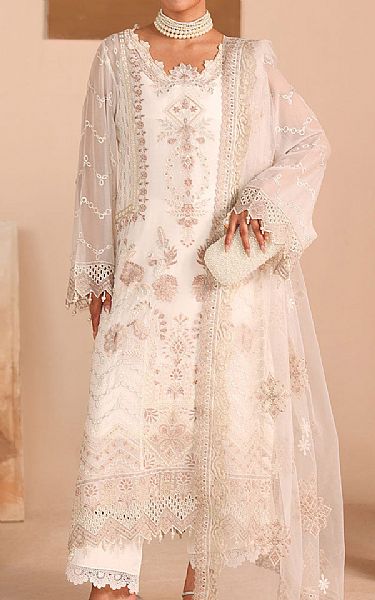 Ramsha White Chiffon Suit | Pakistani Embroidered Chiffon Dresses USA- Image 1