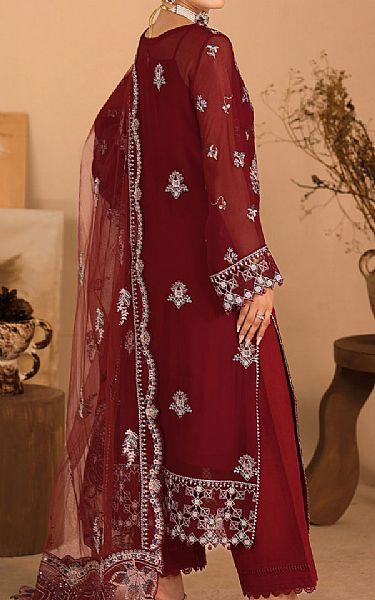 Ramsha Maroon Chiffon Suit | Pakistani Embroidered Chiffon Dresses USA- Image 2