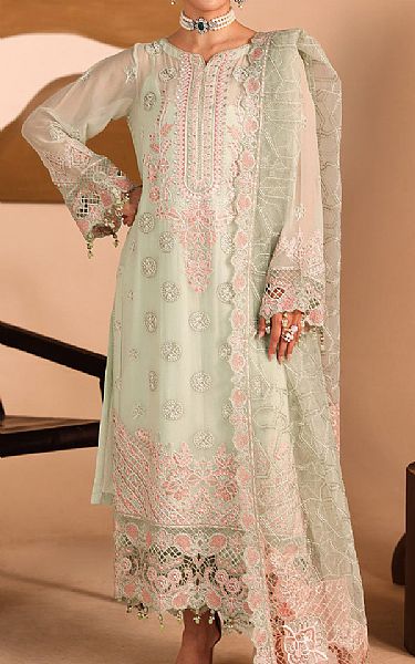 Ramsha Green Mist Chiffon Suit | Pakistani Embroidered Chiffon Dresses USA- Image 1