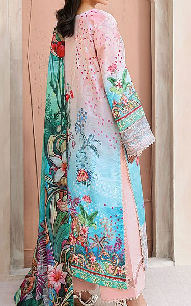 Ramsha Peach/Turquoise Lawn Suit | Pakistani Lawn Dress in USA- Image 2