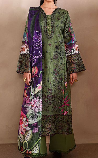 Ramsha Green Lawn Suit | Pakistani Lawn Dress in USA- Image 1