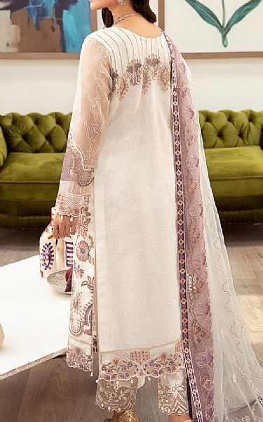 Ramsha Off-white Organza Suit | Pakistani Embroidered Chiffon Dresses- Image 2